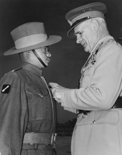 Field Marshal Sir Archibald Wavell, the Viceroy of India, Presenting a Victoria Cross to a Gurkha Soldier, 1945 by English Photographer
